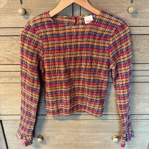 Anthropologie Maeve Long-Sleeve Smocked Blouse